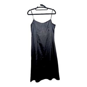 Rickie Freeman for Teri John Black Satin Silk Mini Slip Dress w. 90s aesthetic